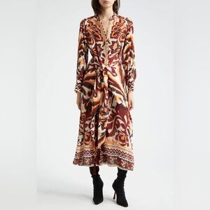 knee length dresses for ladies Farm Rio Women's Botanical Beauty Laces Cup Midi Dress  Saint Bernard